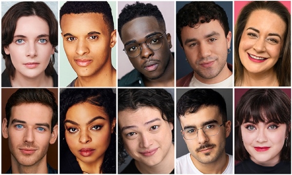 The cast of Kokandy Productions' A Clockwork Orange: A Play with Music includes (top, left to right) Hannah Antman, Robert Hunter Bry, Colin Callahan, Jamille Calixte and Sydney Genco with (bottom, left to right) Ben Harmon, Jaiden Lindsey, Reilly Oh, Tommy Thams and Lizzie Williams.