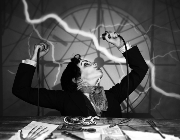 Sarah Fornace as Victor in Manual Cinema's Frankenstein.
