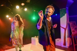 (left to right) Missy Wise Vanderzee and Kevin Webb in Kokandy Productions’ revival of Sunday in the Park with George .