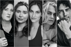 Pictured: The cast of A Red Orchid Theatre's Chicago premiere of Heroes of the Fourth Turning includes (left to right) Ensemble Member Kirsten Fitzgerald with Magdalena Dalzell, Isa Grofsorean, Beck Nolan and Nate Santana.