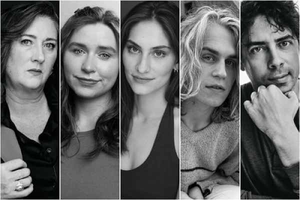 Pictured: The cast of A Red Orchid Theatre's Chicago premiere of Heroes of the Fourth Turning includes (left to right) Ensemble Member Kirsten Fitzgerald with Magdalena Dalzell, Isa Grofsorean, Beck Nolan and Nate Santana.