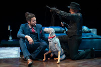 Heath Saunders and puppeteer Phillip Huber in 'Darling Grenadine' at Marriott Theatre