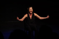 Cathy Schenkelberg in "Squeeze My Cans" now playing at Greenhouse Theater Center through March 12th