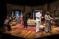 Photo of Newson Jr., Bakari, Irons, Gentle, Oglesby, Hamilton, Green, Abdullah, and Conner in Big White Fog at Court Theatre.