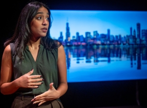 In "Sanctuary Stories," Gabriela Barrios portrays The Businesswoman, a successful restaurateur facing the expiration of the Temporary Protected Status that allowed people from her country to stay in the U.S. and build lives in Chicago