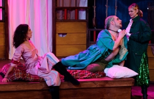 (L to R) Rachel Sleek Bañuelos, Stef Brundage and Sierra Bryn in the world premiere of yo ho.. From Babes With Blades Theatre Company, now playing at The Edge Off-Broadway Theater through August 29.